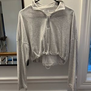 Garage cropped quarter zip sweatshirt with drawstring